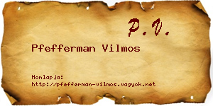 Pfefferman Vilmos névjegykártya